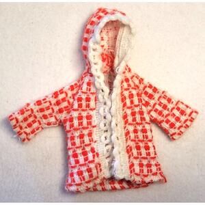 Vtg 60s Shillman Clone Barbie 1:6 Scale Doll Red White Knitted Hooded Jacket